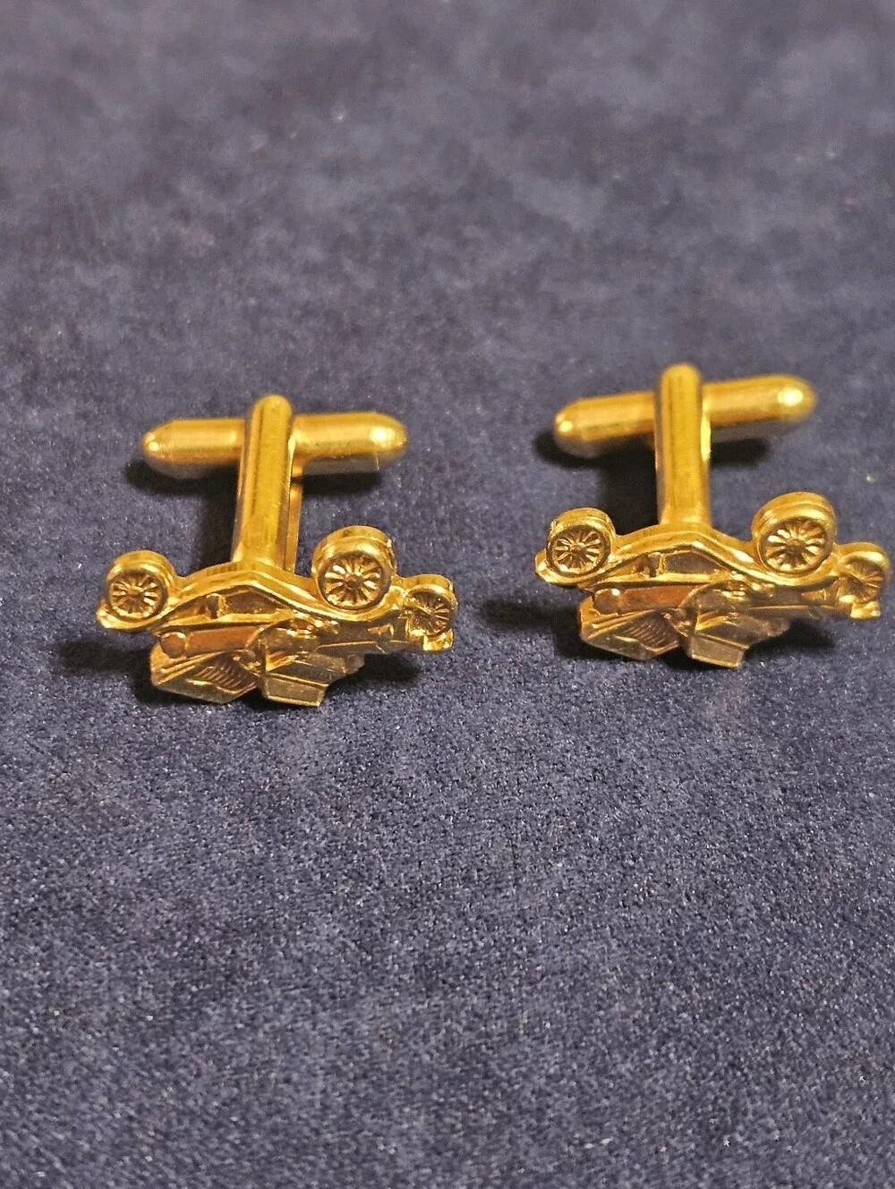 Vintage Model T Car Cufflinks Gold Tone Mid Century 3/4